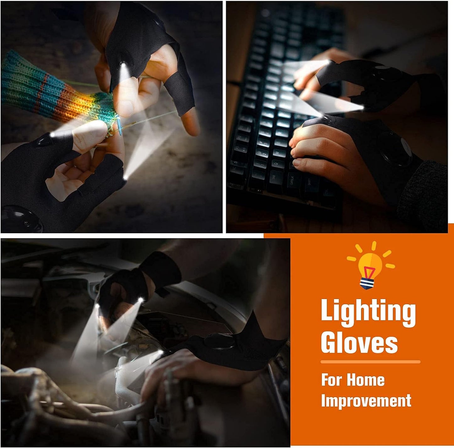 Beyond Beam™ - Pair of Advanced LED Water Proof Work Gloves.