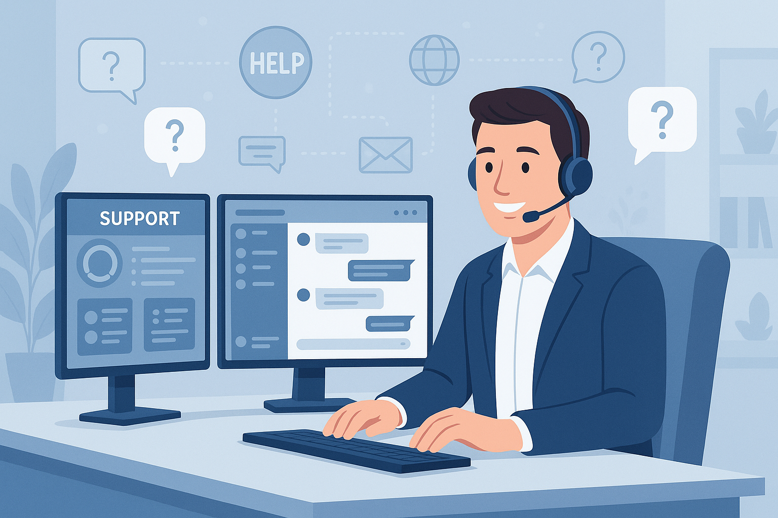please generate a landscape customer support imaeg 